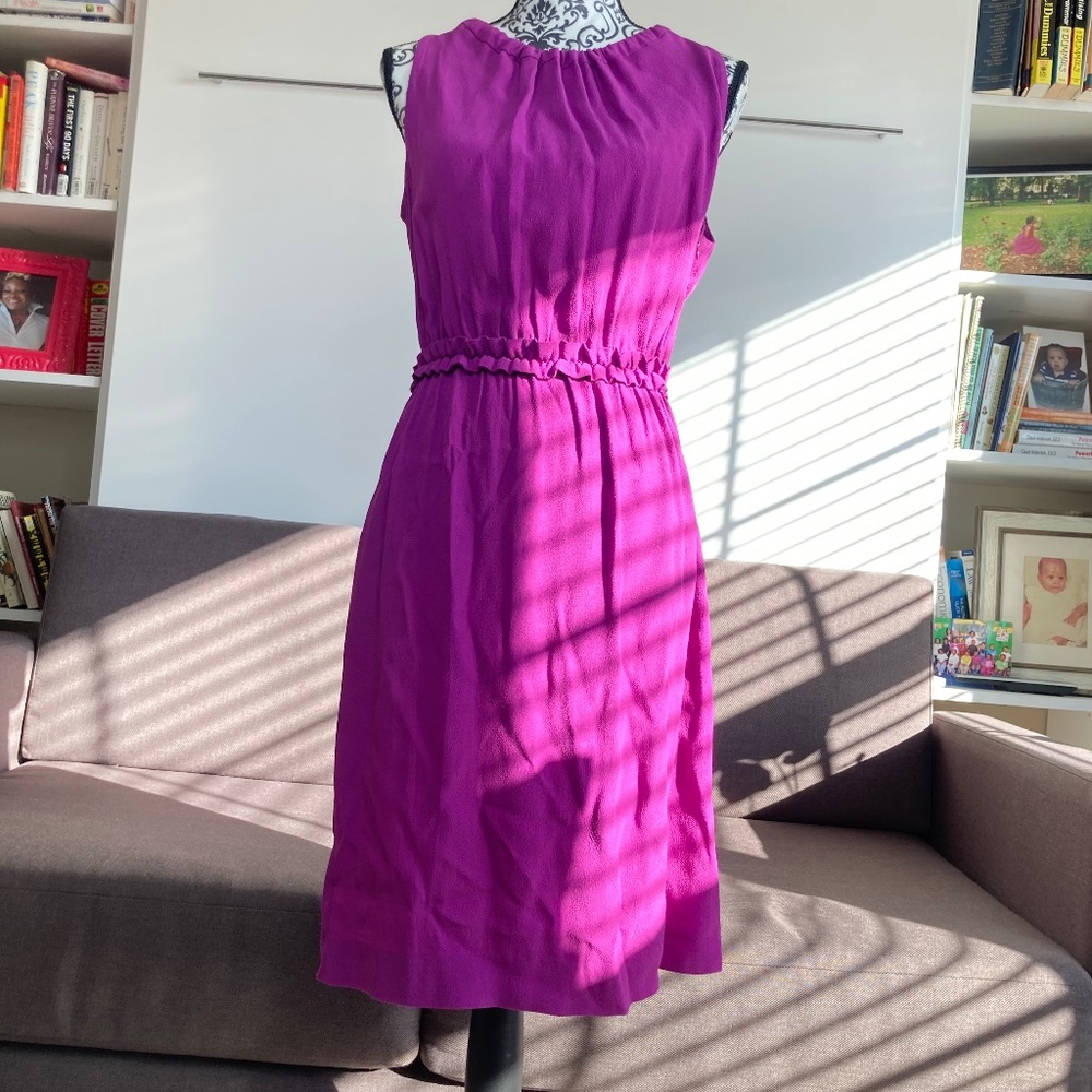 Chic Sleeveless Magenta Dress with Unique Neck Detail - NWOT